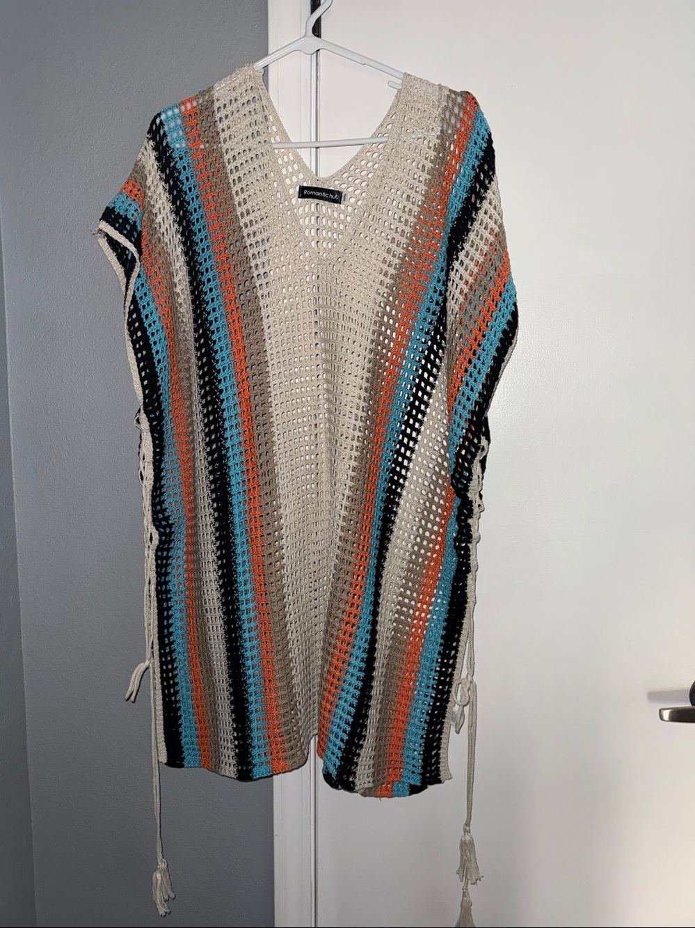 Crochet Swim Cover Up - Sleeveless Loose Beach Dress